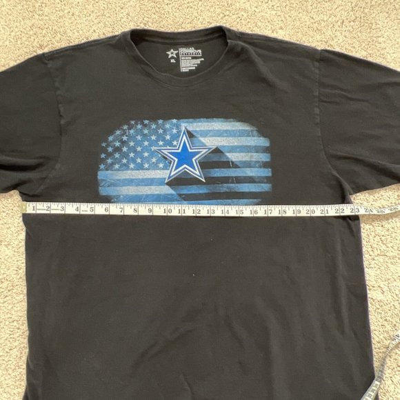 Dallas Cowboys Authentic Mens T-Shirt XL Black Short Sleeve Crew Neck Flag Star - Picture 7 of 9
